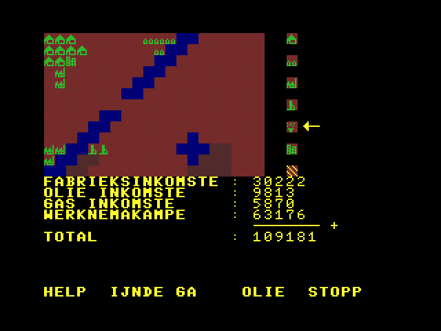 Spelscherm van BOSS, Jeroens stadsbouwspel in het Haags